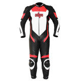 Perrini Pulsar 1Pc Red White & Black Genuine Leather Motorbike Riding Racing Suit