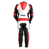 Perrini Pulsar 1Pc Red White & Black Genuine Leather Motorbike Riding Racing Suit