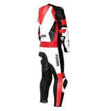 Perrini Pulsar 1Pc Red White & Black Genuine Leather Motorbike Riding Racing Suit