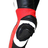 Perrini Pulsar 1Pc Red White & Black Genuine Leather Motorbike Riding Racing Suit