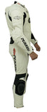 Perrini's Fusion Motorcycle Riders Racing Genuine Cowhide Leather Suit White Blk