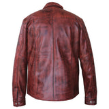 Perrini Mens Brown Soft Leather Full Sleeve Slim Fit Button up Shirt
