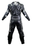 2pc Perrini Ghost II Motorcycle Racing Leather Suit with Metal Waist Zipper Black