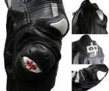 2pc Perrini Ghost II Motorcycle Racing Leather Suit with Metal Waist Zipper Black