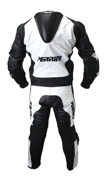 Perrini's Pulsar 1Pc White & Black Genuine Leather Motorbike