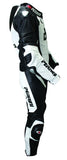Perrini's Pulsar 1Pc White & Black Genuine Leather Motorbike Riding Racing Suit