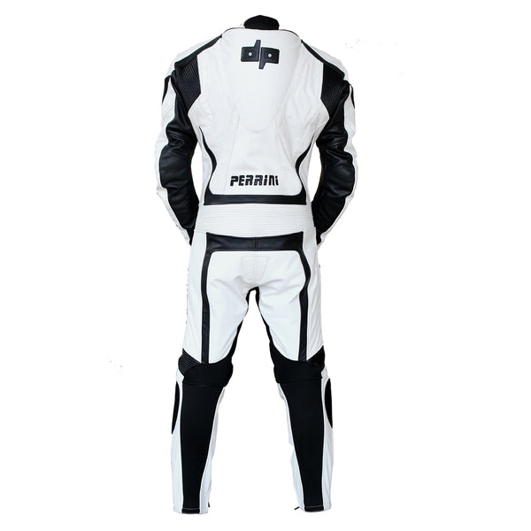 Perrini 1 PC White & Black Genuine Cowhide Leather Motorcycle Riders R