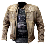 Perrini New Men’s Buffalo Motorbike Genuine Leather Biker Jacket Motorbike Leather Top