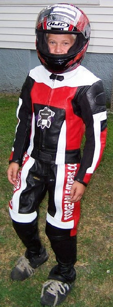 Custom Motorcycle Racing Leather Suit for Kids with Personal Name