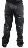 Perrini Men’s Fashion Motorbike Cowhide Motorcycle Genuine Leather Sport Pant Black Color