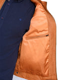 New Mens Genuine Sheep Skin Leather Fashion Jacket Brown 4 Zipped chest Pocket