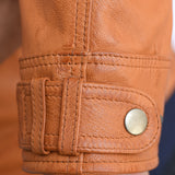 New Mens Genuine Sheep Skin Leather Fashion Jacket Brown 4 Zipped chest Pocket