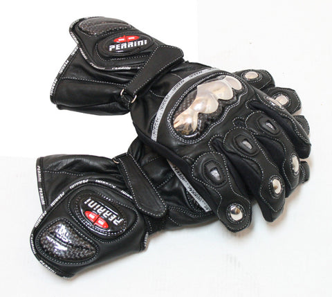 Perrini Full Metal Motorcycle Leather Gloves Racing