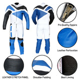 Perrini Venom 2pc Motorcycle Riding Racing Track Suit Drag Suit Blue/Black/White