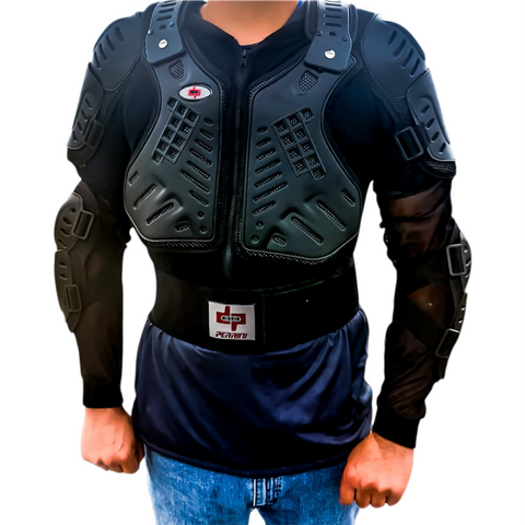 Motorcycle Racing Riding Full Body Armor Spine Protection Jacket w/ GP Armor Black