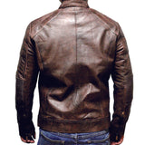 Perrini Brown Mens Genuine Sheep Skin Leather Fashion Jacket zipped Chest & Side Pockets