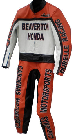 Custom Motorcycle Leather Racing Suit with Personal Name Number Hump Option