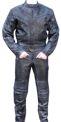 Perrini Venom 2pc Motorcycle Riding Racing Track Suit w/ Padding Drag Suit Black