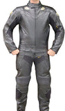 Perrini's Storm 2pc Motorcycle Riding Racing Leather Track Suit with Padding BLK