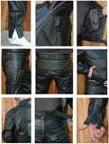 Perrini's Poison 2 pc Motorcycle Cow Hide Genuine Leather Suit Racing Blue/Black