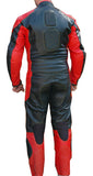 Perrini's Poison 2 pc Motorcycle Cow Hide Genuine Leather Suit Racing Red/ Black