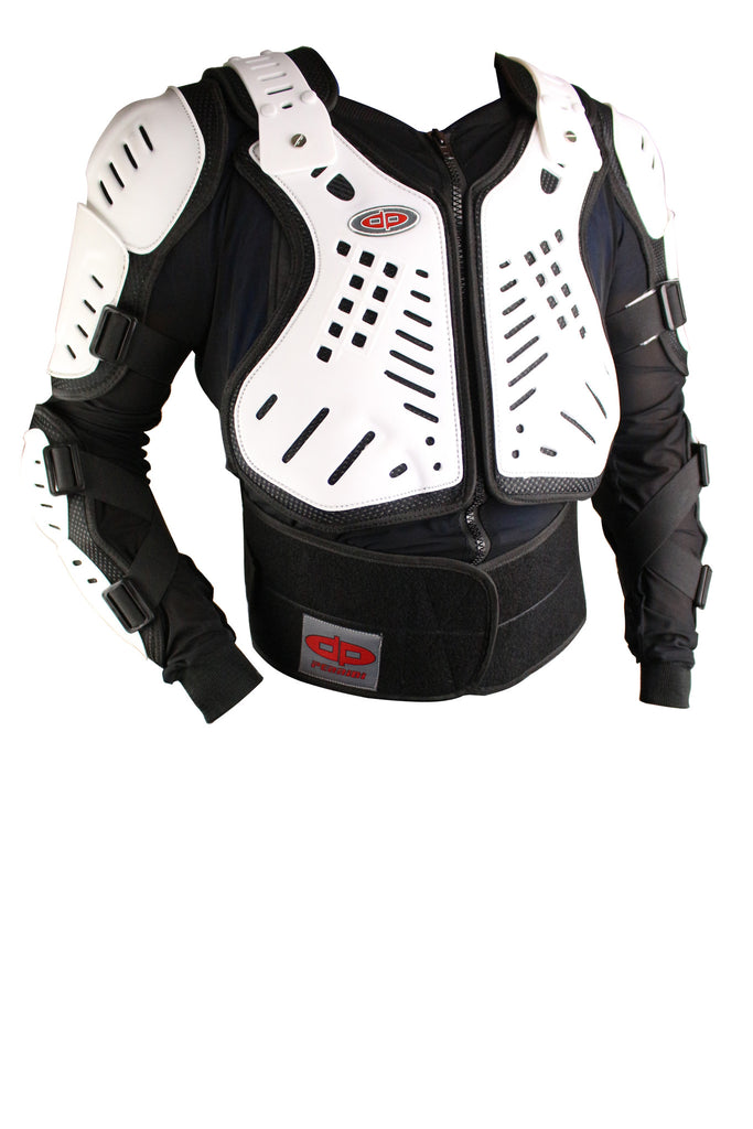Perrini White CE Approved Full Body Armor Motorcycle Jacket Spine Prot