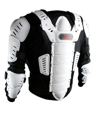 Perrini White CE Approved Full Body Armor Motorcycle Jacket Spine Protection