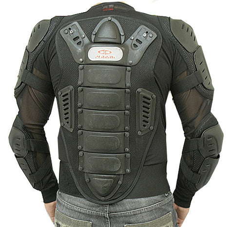 Motorcycle Racing Riding Full Body Armor Spine Protection Jacket w/ GP Armor Black