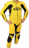 Perrini's Fusion Motorcycle Rider Racing Genuine Cowhide Leather Suit Yellow Blk
