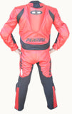 Perrini's Fusion Motorcycle Riders Racing Genuine Cowhide Leather Suit Red Black