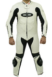 Perrini's Fusion Motorcycle Riders Racing Genuine Cowhide Leather Suit White Blk