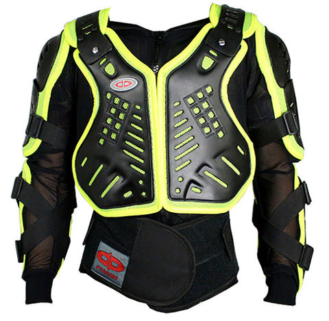 Perrini Green CE Approved Full Body Armor Motorcycle Jacket Night Visibility
