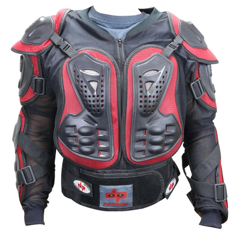 Red & Black CE Approved Perrini Full Body Armor Motorcycle Jacket