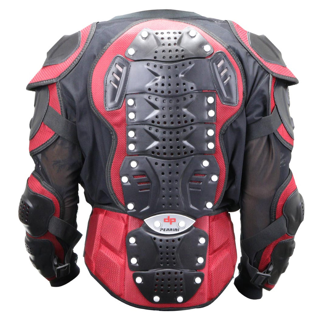 Red & Black CE Approved Perrini Full Body Armor Motorcycle Jacket