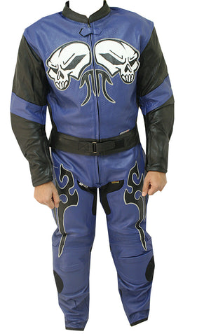 2 Pc Skull Rider Motorcycle Leather Suit Racing Suit