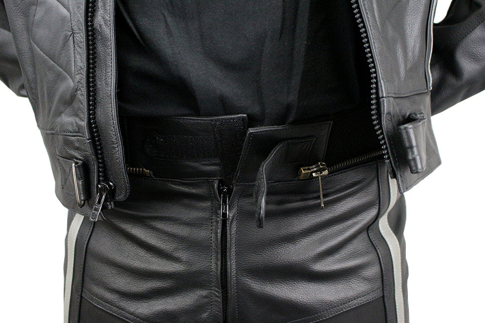 2pc Perrini Ghost II Motorcycle Racing Leather Suit with Metal Waist Z