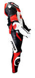 Perrini Pulsar 1Pc Red White & Black Genuine Leather Motorbike Riding Racing Suit