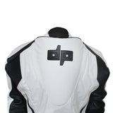 Perrini 1 PC White & Black Genuine Cowhide Leather Motorcycle Riders Racing Suit With Hump Safety Pad