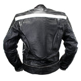 Perrini Men's Classic Black and White Motorbike Riding Genuine Leather Jacket