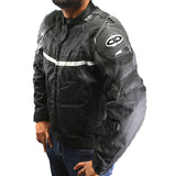 Perrini Mens Black Motorcycle Riding Armor Biker Racing Motorbike Cordura Jacket