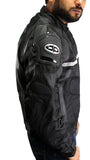Perrini Mens Black Motorcycle Riding Armor Biker Racing Motorbike Cordura Jacket