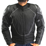 Perrini Mens Classic BLK Motorcycle Armor Biker Racing Motorbike Cordura Jacket