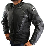 Perrini Mens Classic BLK Motorcycle Armor Biker Racing Motorbike Cordura Jacket