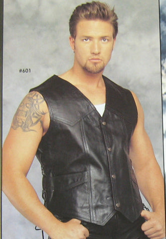 Motorcycle Leather Vest With Side Laces