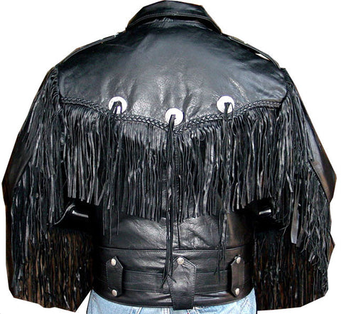 Fringe Motorcycle Riding Leather Jacket