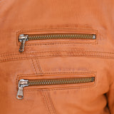 New Mens Genuine Sheep Skin Leather Fashion Jacket Brown 4 Zipped chest Pocket