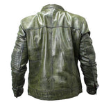New Mens Genuine Sheep Skin Leather Fashion Jacket Green 2 buttoned chest Pocket