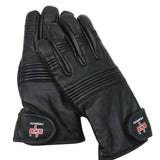 Perrini Black Cow Hide Leather Winter Gloves  Heavy Duty Playboy Fabric Lining