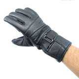 Perrini Motorcycle Gloves Leather Biker Gloves Velcro Strap Black Color