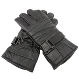 Perrini Motorcycle Gloves Leather Biker Gloves Velcro Strap Black Color